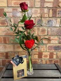 Valentine Treat   Rose Duo and Chocs